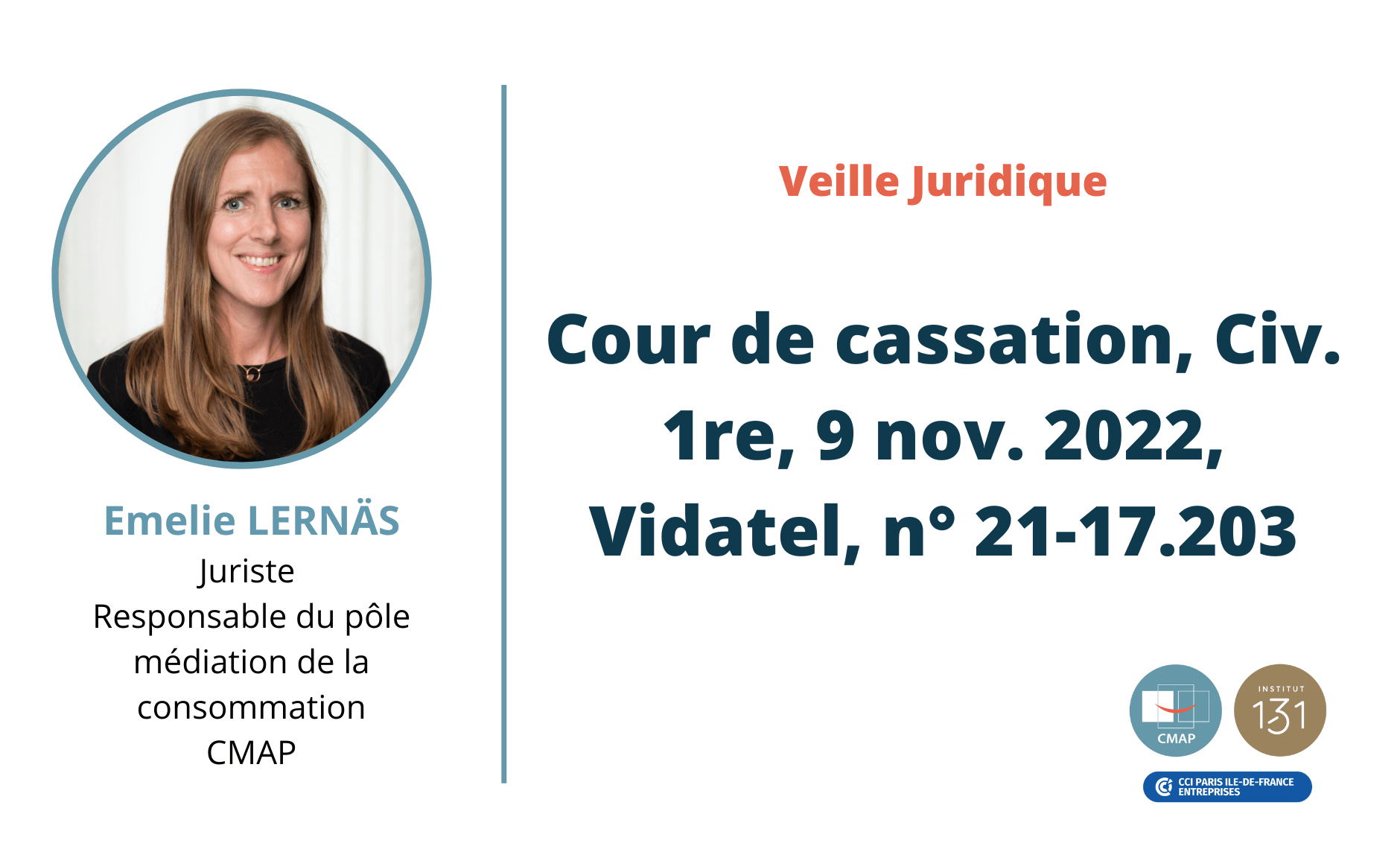 Cour de cassation, Civ. 1re, 9 nov. 2022,Vidatel, n° 21-17.203